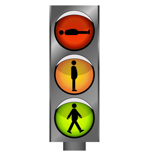Vector funny traffic lights with man silhouette